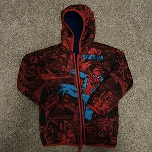 Boys Spider-Man reversible puffy jacket, like new, size small